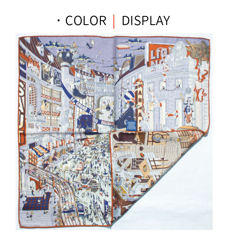 

Luxury 30% Silk 70% Wool Scarf Retro Parisian Street Scene Print Women's Square Scarf Herringbone Texture Warm Shawl