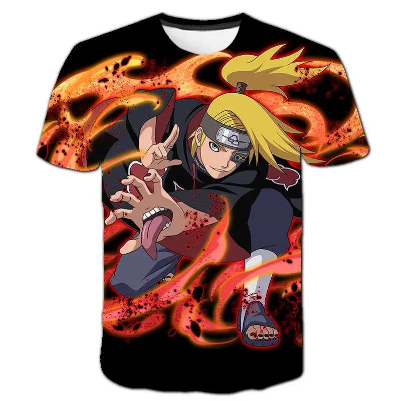 Deidara Men's T-shirt Naruto Boys Girls T-shirt 3D Printing Cartoon Short Sleeve Plus Size Men's T-shirt Kakashi Men's Clothing