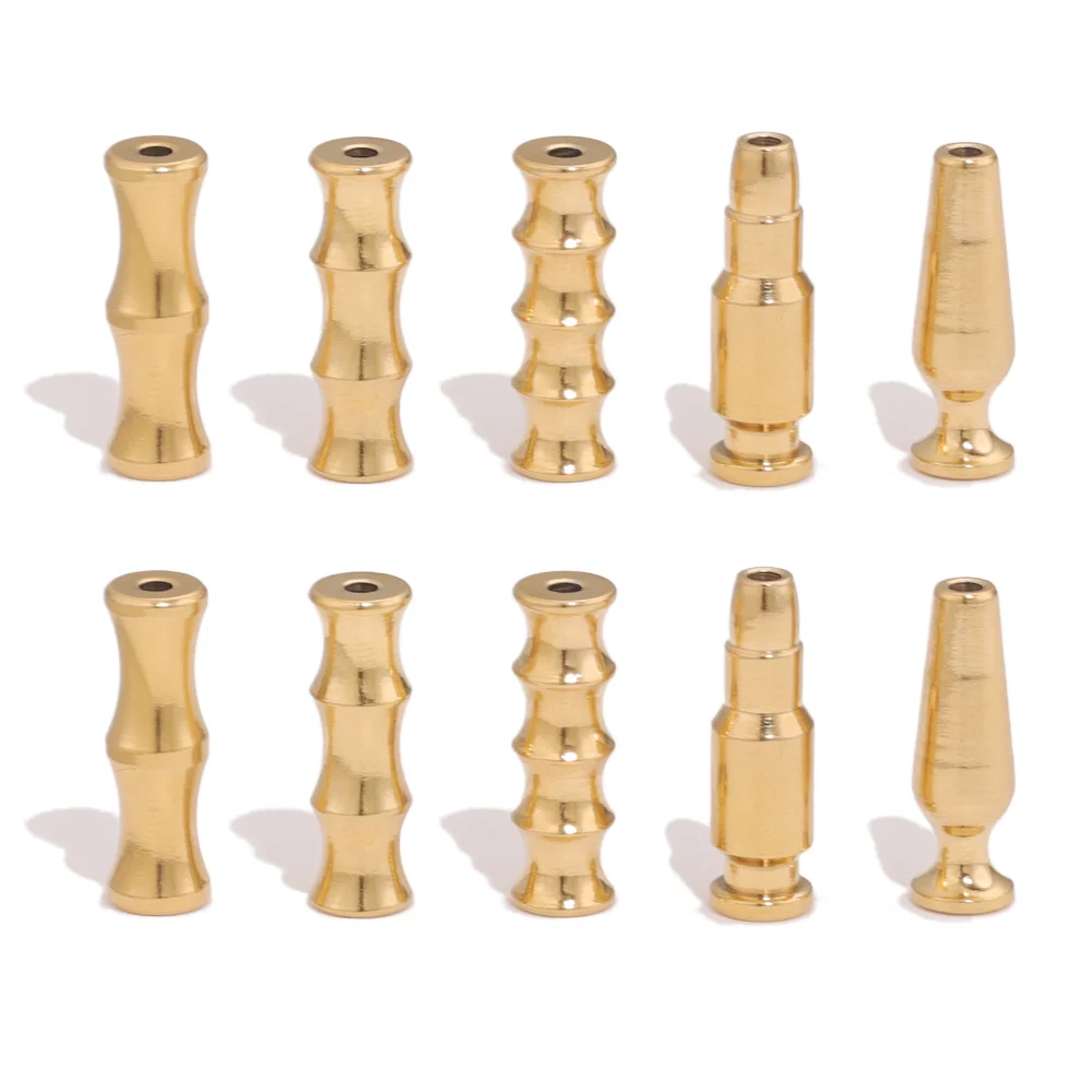 

5pcs Stainless Steel Plated 18K Gold Long Beads Tube Spacer Bullet Wine Glass Bamboo Beads for DIY Necklace jewelry materials