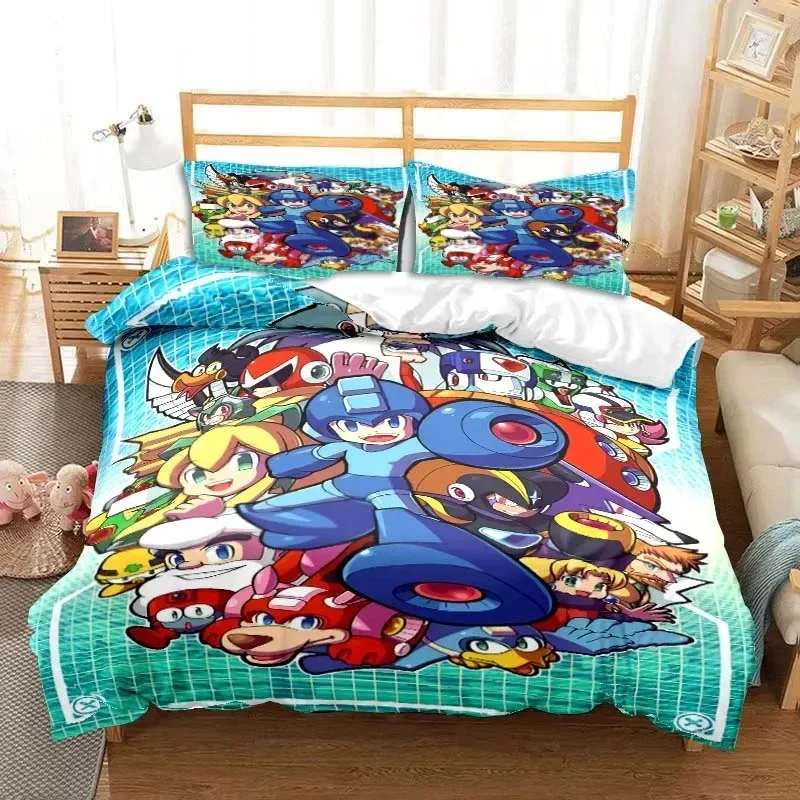 

Rockman Megaman Game Cartoon Bedding Set Luxury Duvet Cover Bedroom Single Double King Size Duvet Cover and Pillowcase Boys Gift