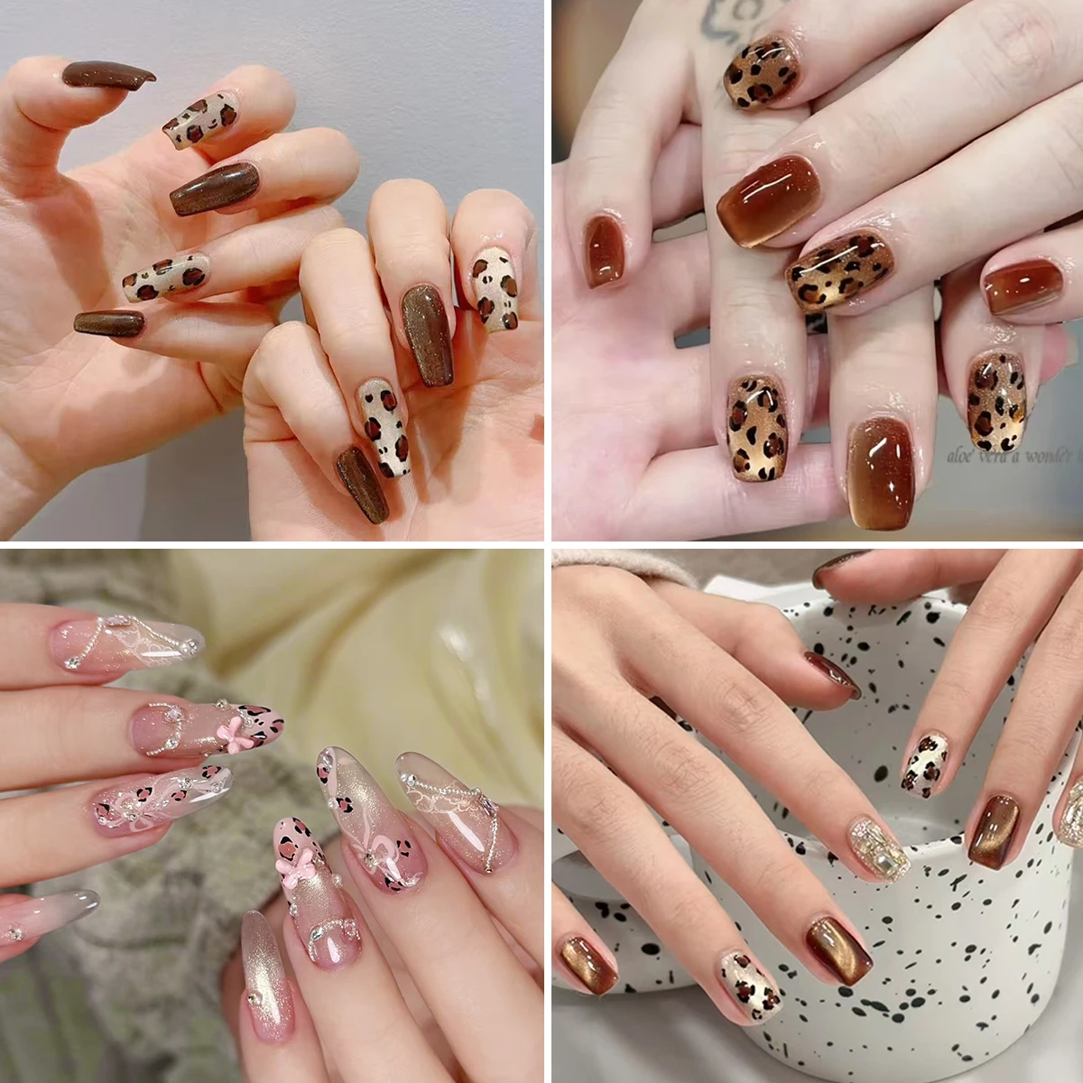 Autocollants pour ongles imprimés léopard, 3/6 feuilles, marron, noir, rose, motif Animal, guépard, zèbre, autocollants pour ongles