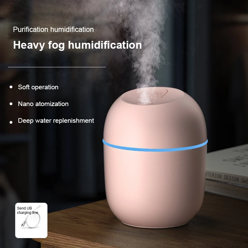 Humidificador de aire portátil con USB, difusor de aceites esenciales con lámpara LED romántica, vaporizador grande para coche, máquina de aromaterapia, 200ML