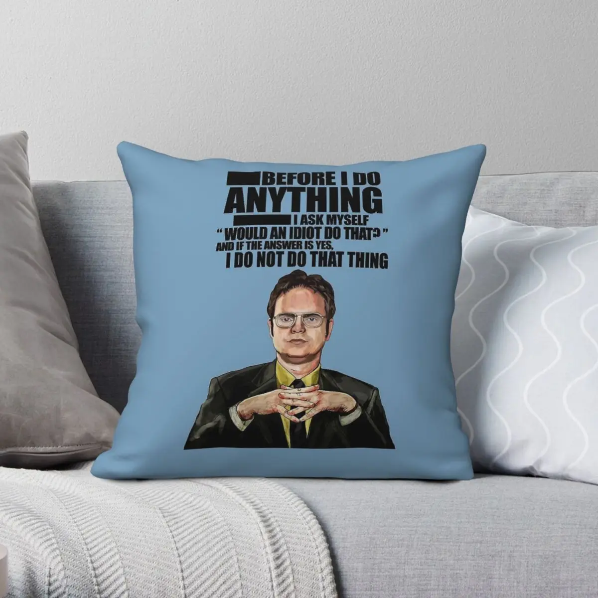 The Office Dwight K. Schrute Square Pillowcase Polyester Linen Velvet Creative Zip Decorative Sofa Seater Cushion Cover