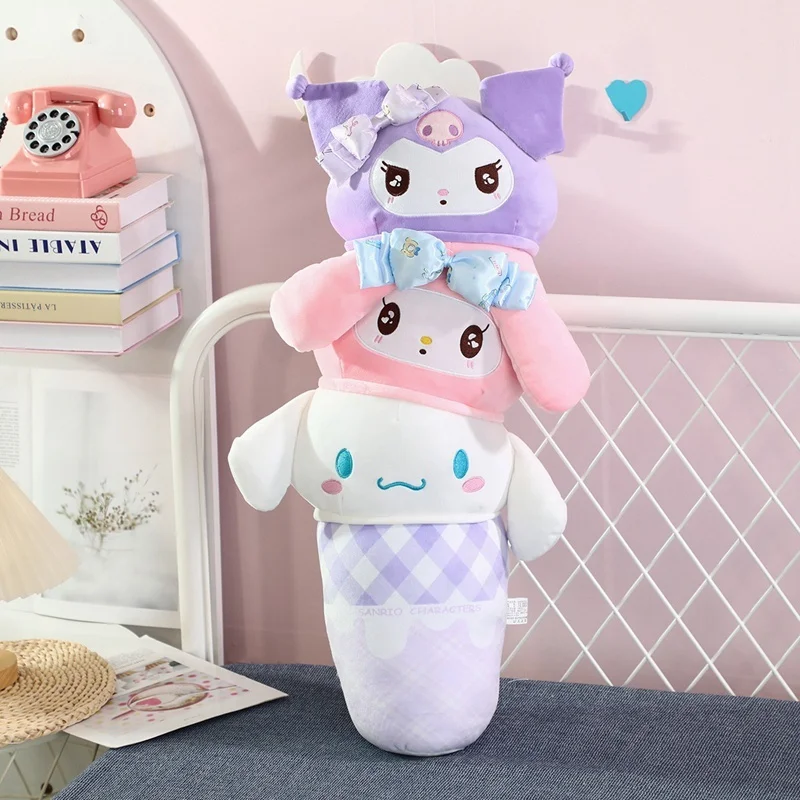 Coussin de dos Long de dessin animé, confortable Kuromi My Melody cannelle, poupée en peluche, oreiller, décoration de la maison, cadeaux d'anniversaire, jouet