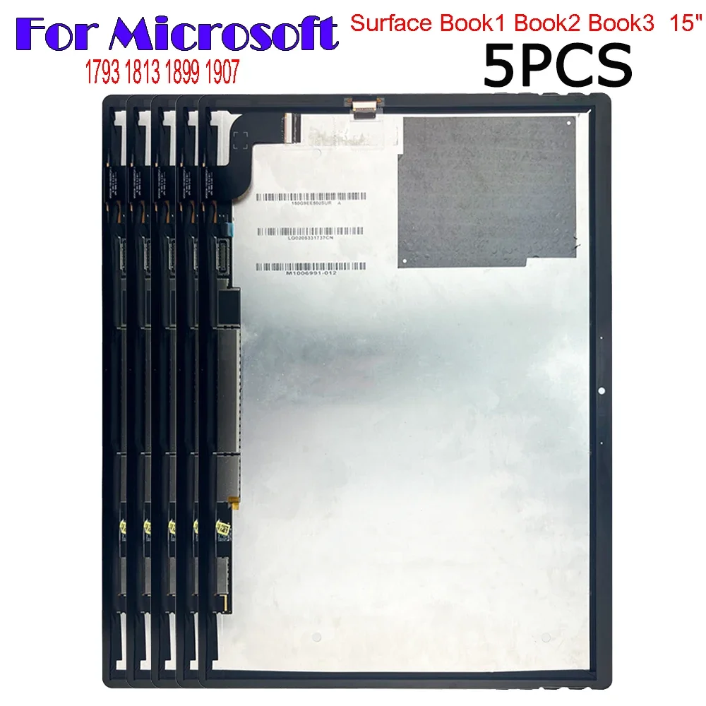 

5PCS For Microsoft Surface Book 1 2 3 15" 1793 1813 1899 1907 LCD Display Touch Screen Digitizer Glass Assembly Repair Parts