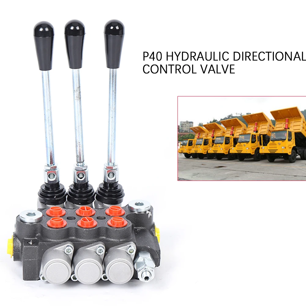 3 Spool P40 Hydraulic Directional Control Valve, Manual Operate 13GPM