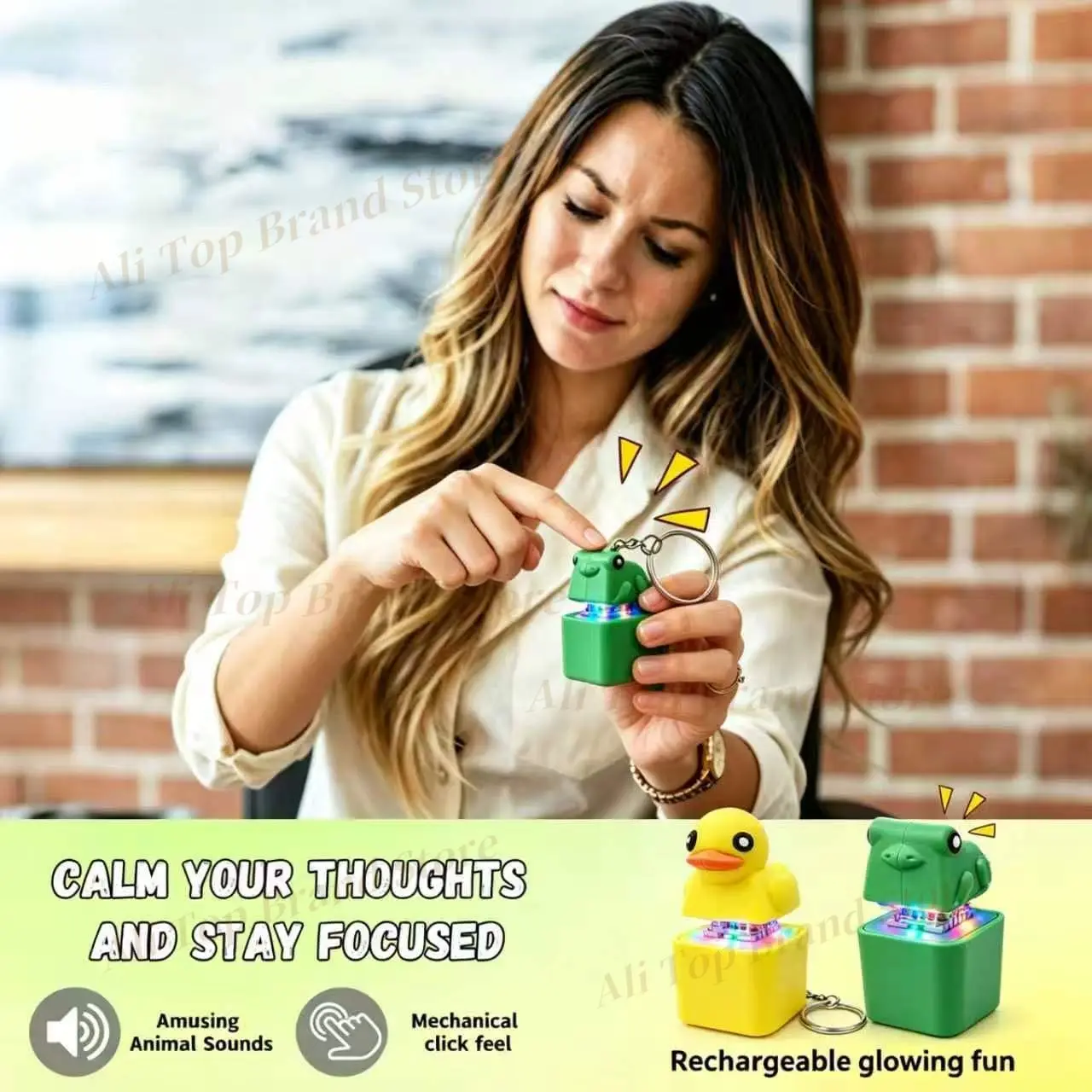 Frog Seagull Mine Button Keychain,Seagull Mine Keychain with Sound,Rechargeable Noise Maker ,Fidget Toy for Stress Relief view 2
