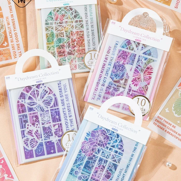 Butterfly Flower Pvc Transparent Card Daydream Collection Series Hand Account Background Decoration Multi-functional Bookmark