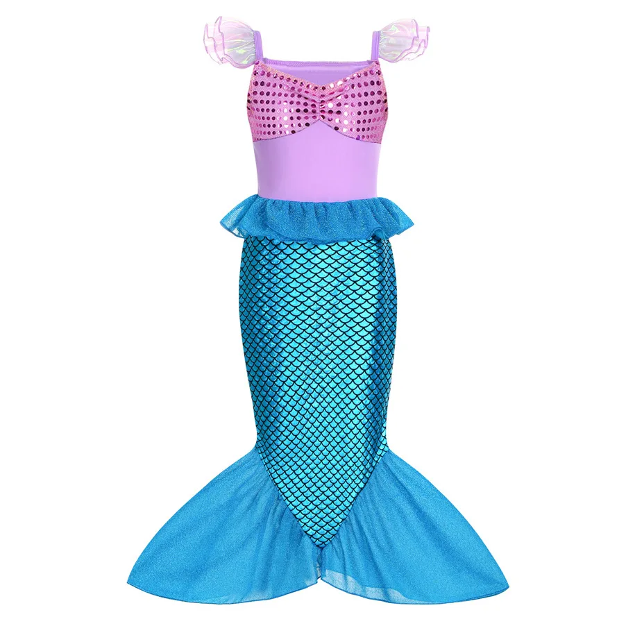 New Year Mermaid Ariel Princess Costume Kids Dress For Girls Cosplay Children Carnival Birthday Party Clothes Mermaid Dress