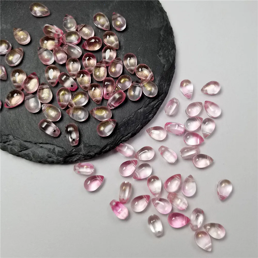 30 Stück Farbverlauf 6 x 9 mm Wassertropfenform Perlen tschechische Glasperlen für Schmuckherstellung DIY handgefertigte Haarnadel Bastelzubehör – Detail 7