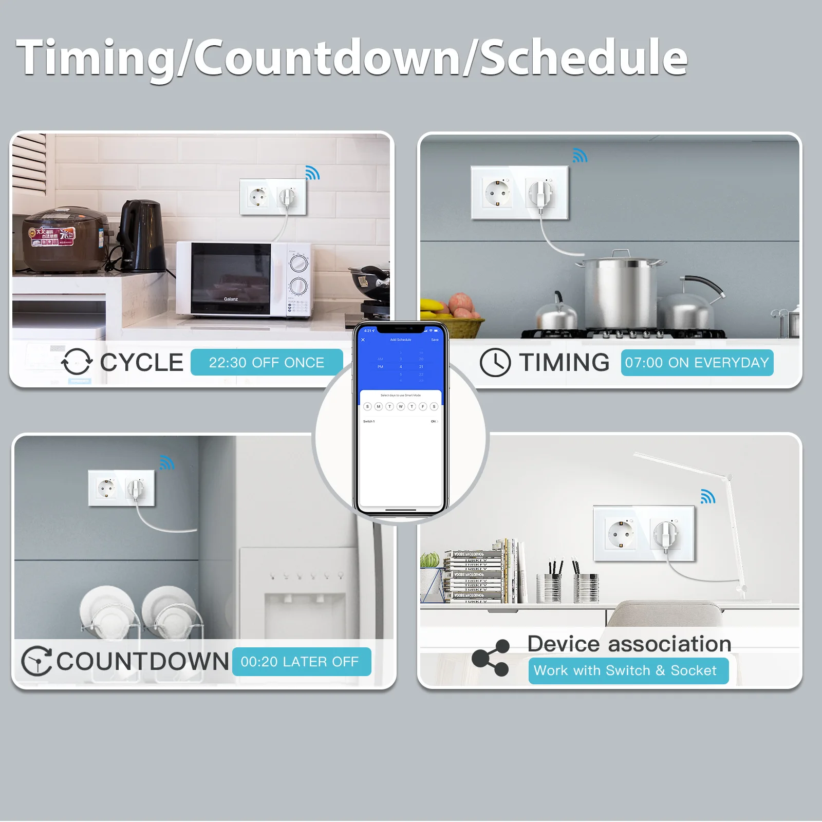 Tuya WiFi Mechanical Click Smart Wall Switch Tempered Glass Need Neutral Wire Voice Timer Control Alexa Google Yandex Alice