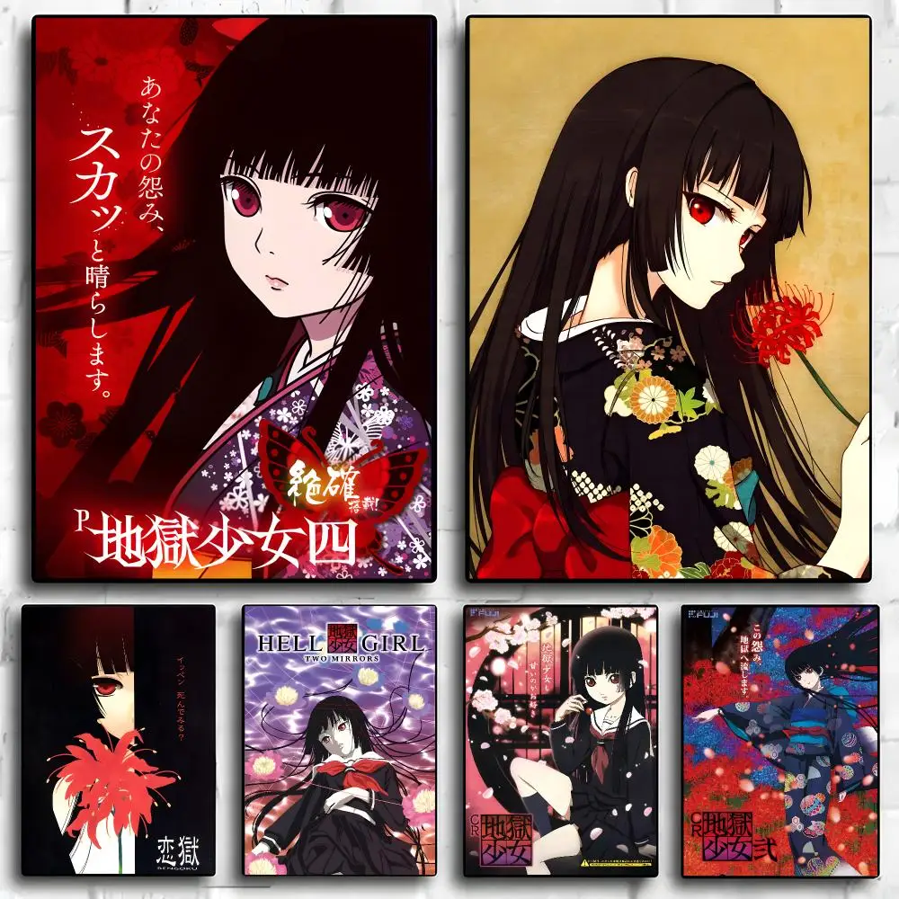 Anime Hell Girl Poster Poster Self-adhesive Art Waterproof Paper Sticker Coffee House Bar Room Wall Decor
