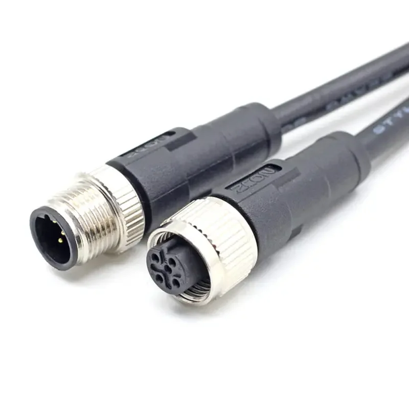 IP67 M12 2/3/4/5/6/8/12Pin Aviation Plug with Cable Waterproof M12 Male Female Threaded Connector Wire for Data,Telecom Systems