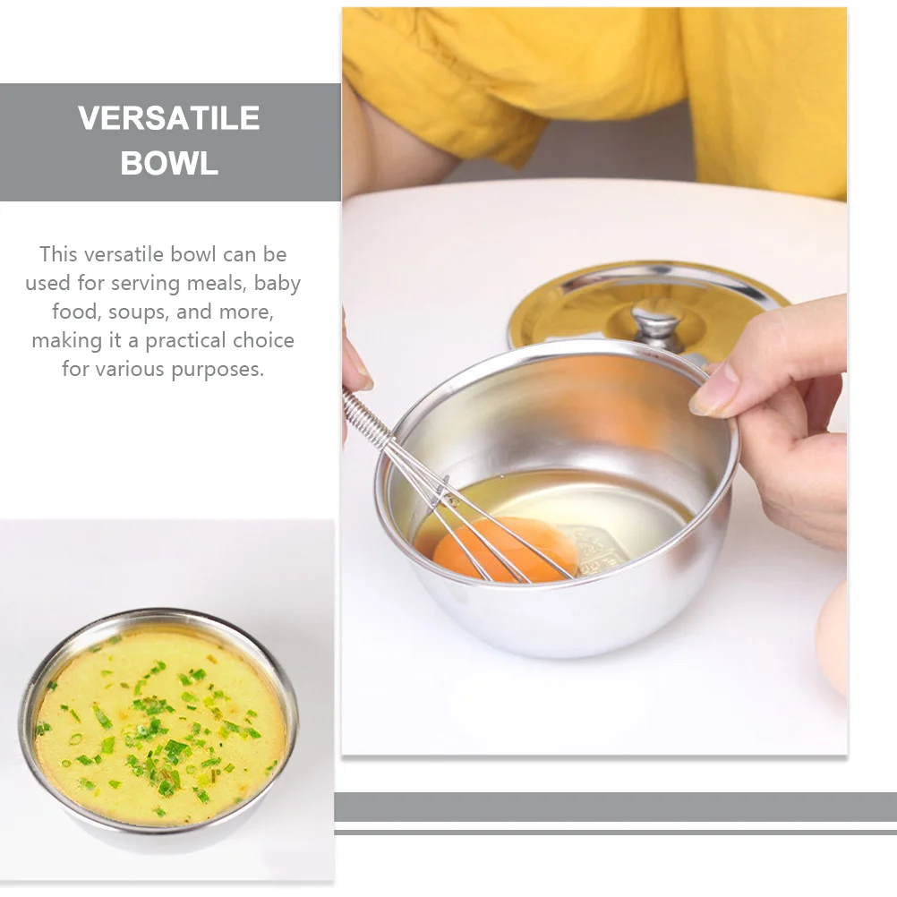 

Stainless Steel Children Bowl 190ml Lid Leakproof Baby Food Container Kids Dinner Bowl for Home School Steel Bowls