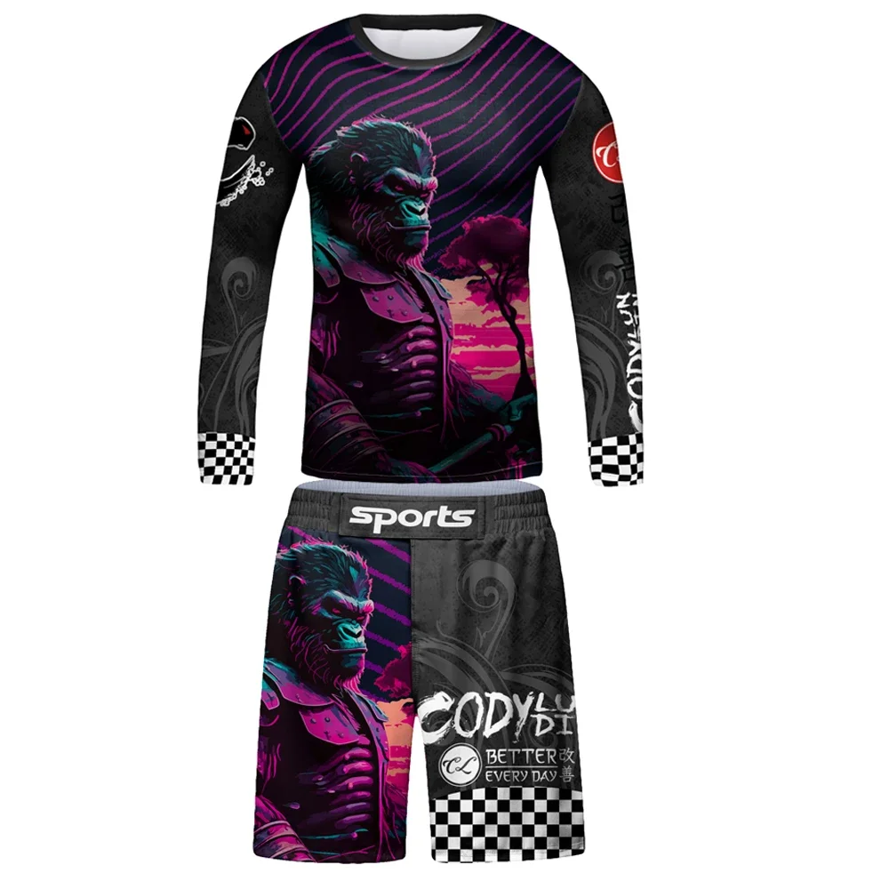 Kid MMA Muay Thai Jiu Jitsu Rashguard Ragazzi Bambini Abbigliamento sportivo Boxe Tuta sportiva Allenamento Corsa Set Abbigliamento da palestra Tuta
