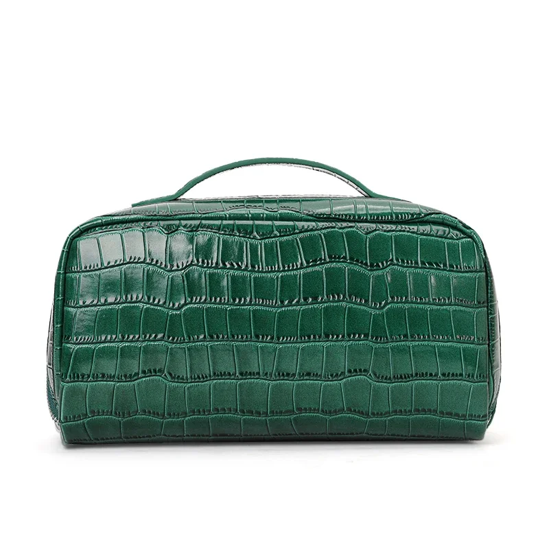 Aidrani Crocodile Pattern Genuine Leather Large-Capacity Portable Makeup Bag Storage Bag Practical Handbag Travel Toiletry Bag
