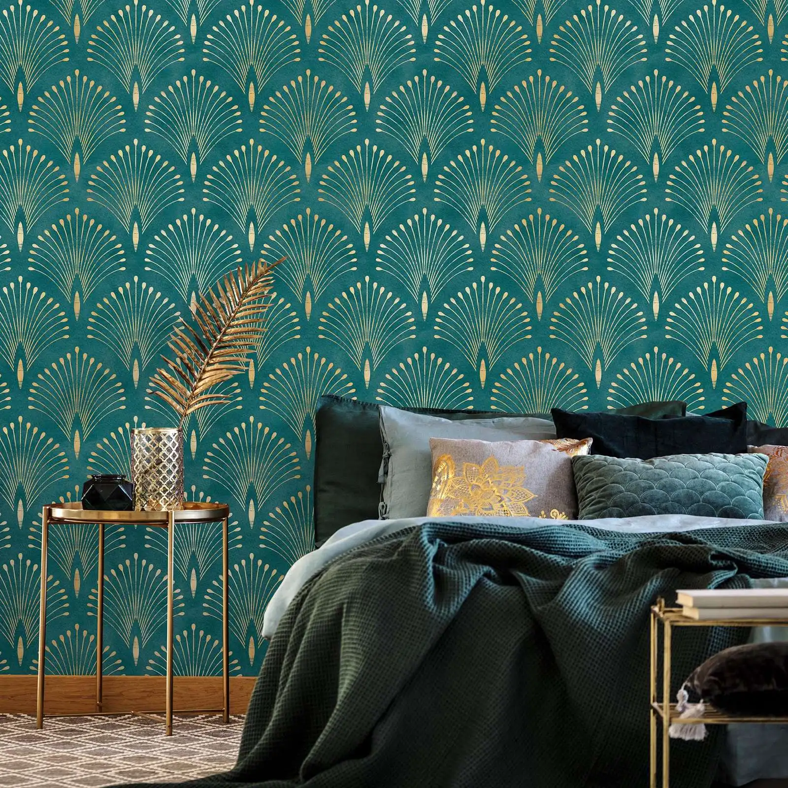 Geometric Peel and Stick Wallpaper,Dark Green Removable Wallpaper For Wall Art Home Decor Wall Hanging, PVC FREE,Size: 50cm*30cm