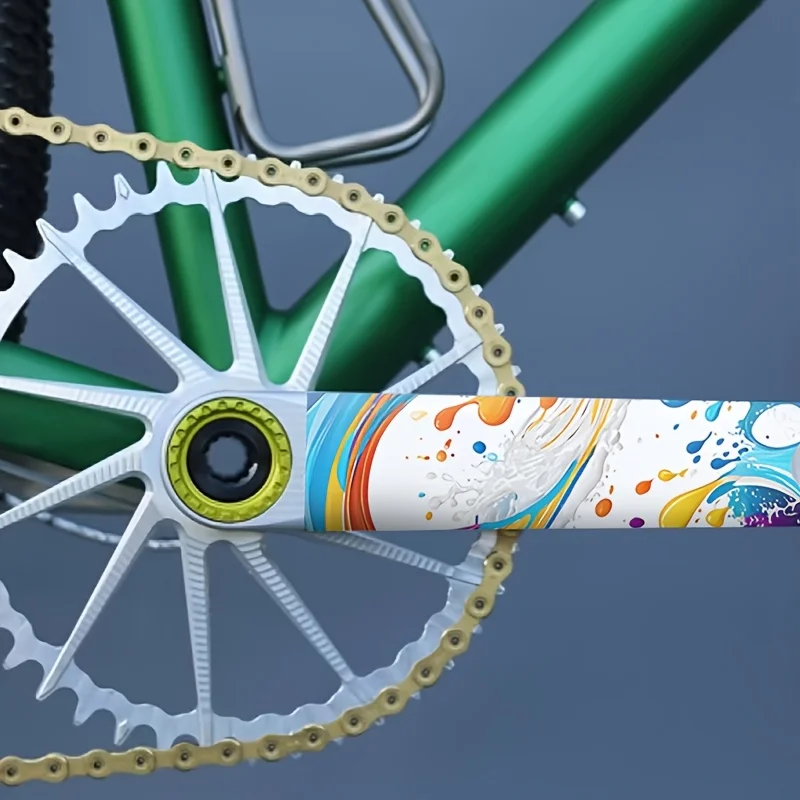 1Pair 2D Flat Multicolor Paint Splash Vinyl Sticker, Waterproof Decal for MTB Road Bike Crank Arm, Holiday Gift
