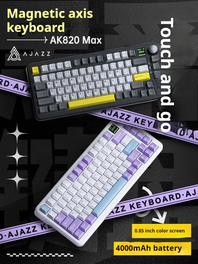 

Ajazz Ak820max Mechanical Keyboard Magnetic Axis Side Engraving Esports Game Specific Rt Adjustable Key Stroke Gaske Low Latency