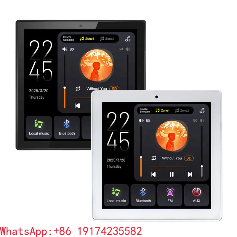 4 Inch Touch Screen 2 Zone Audio Wall Amplifier Home Theater Systems Buletooths Background Music Player Fm Radio Aux Controller