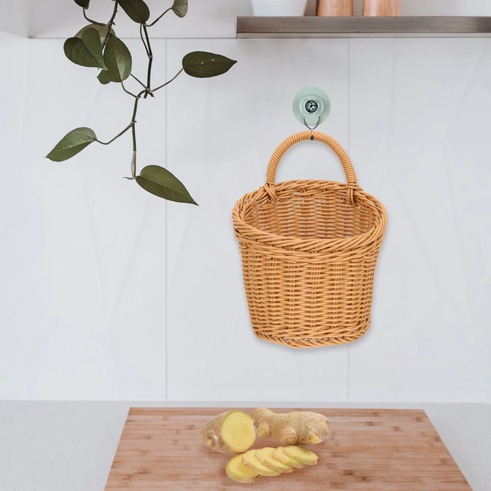 

Imitation Rattan Kitchen Baskets Storage Wall Decor Premium Materials Fruit Vegetable Organizer Home Restaurant Use Large Small