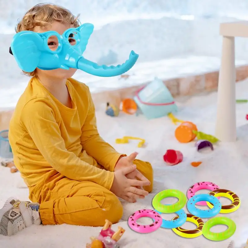 2024 Elephant Mask Ring Around The Nose Funny Indoor Sports Toy Scoop Up Rings Win Party Family Circles Throwing Ferrule Game