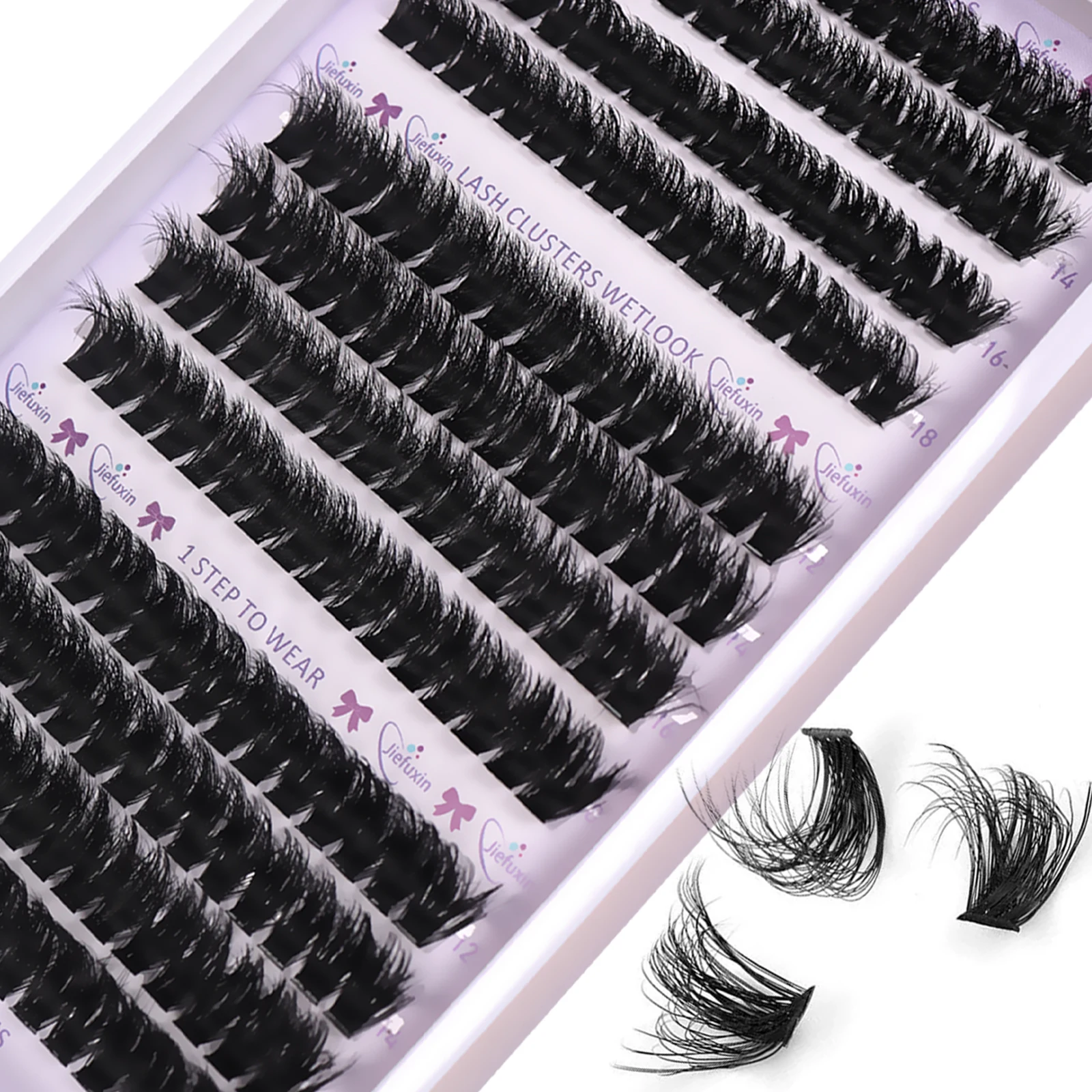 12 Reihen Dicke Flauschige Wimpernbüschel 80D 8D Wispy DIY Einzelwimpern Leichtgewichtig Natürlich Wiederverwendbar für den Täglichen Gebrauch – Detail 3