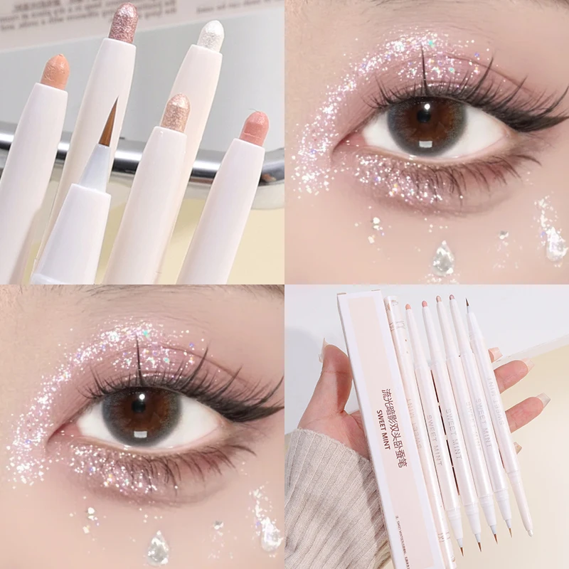 Glitter Pearl Eye Shadow Lying Silkworm Pen 2 in 1 Matte Pearlescent Lasting Highlighter Pencil Eyeshadow Makeup Korean Cosmetic