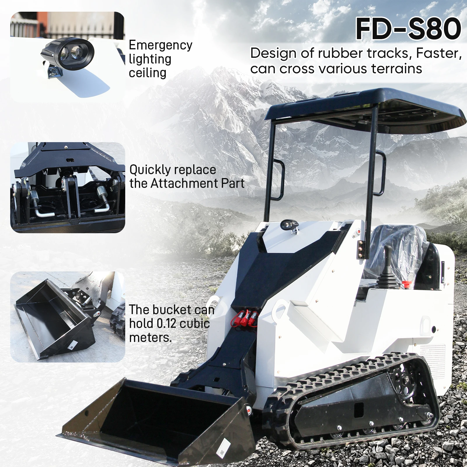 Новый мини-погрузчик с бортовым поворотом, 2025 г., гусеничный погрузчик мощностью 13,5 л.с., езда на выходе с навесом, многофункциональный погрузчик с бортовым поворотом