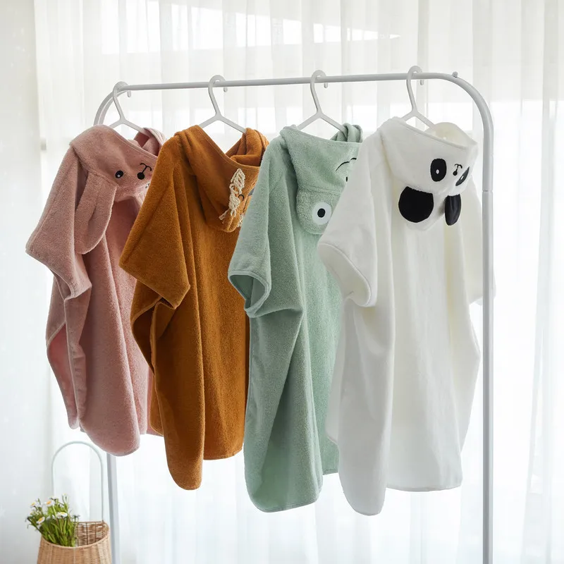 Albornoz de algodón para bebé, Toalla de baño infantil de dibujos animados, capa con capucha, toalla de playa suave, bata de baño para niños y niñas