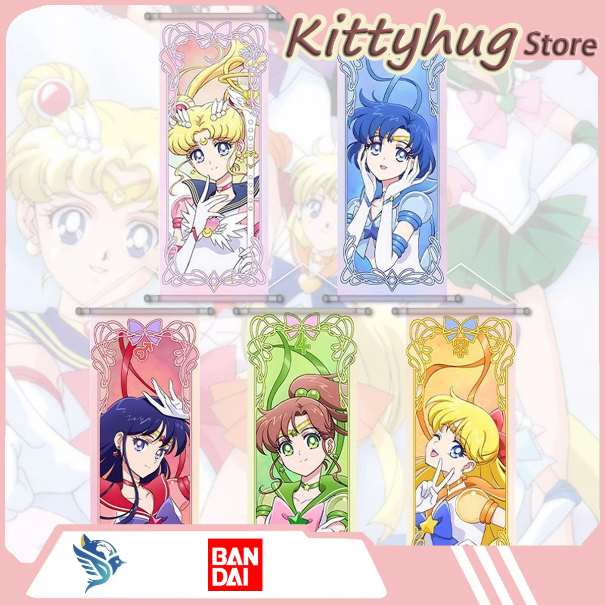 Póster en Lienzo de Sailor Moon de Bandai, Sailor Mercurio, Sailor Marte, Decoración de Pared con Diseño de Anime, Regalos