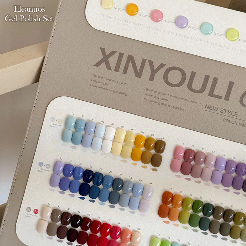 Eleanuos Nieuwe gel Polijsten 60PCS Gemengde Vernis Inweken Kleur gel Effen Kleur Blijvende UV LED Nail Design Salon Hoge kwaliteit Kit