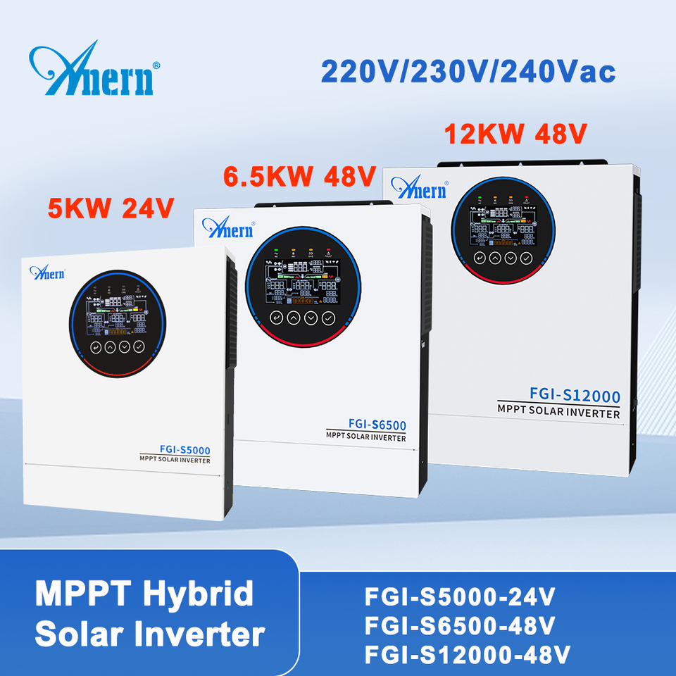  5KW 6.5KW 12KW Hybrid Solar Inverter 5000W 24V 12000W 48V 220V 160A MPPT Solar Controller 90-450V Off Grid Inverter