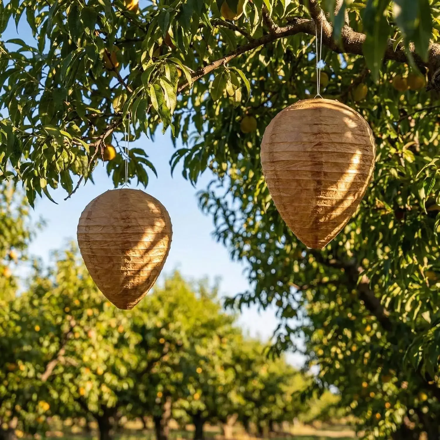 2/3Pcs Hanging Fake Wasp Nest Decoy Simulated Paper Wasp Nest Repellent For Outdoor Garden Patio Backyard Pest Control Decor