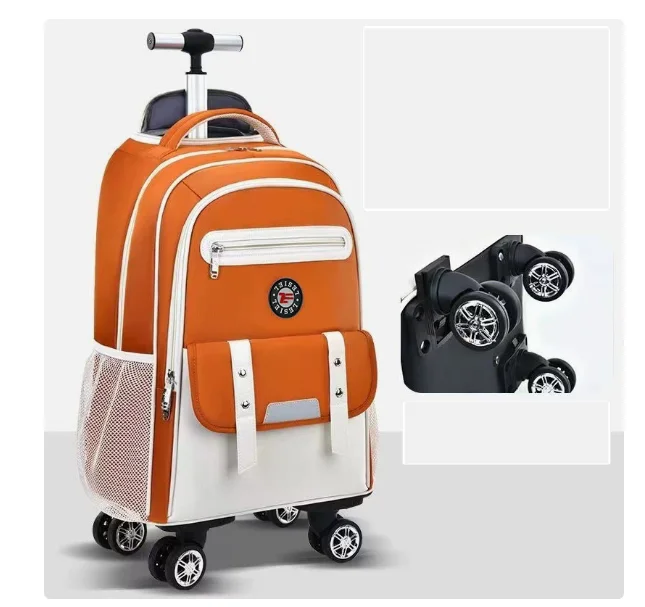 

Rolling Suitcase for Teenager Girls Travel Rolling Backpack Carry on Trolley Bag School Bag with Wheels Travel Wheeled Backpack