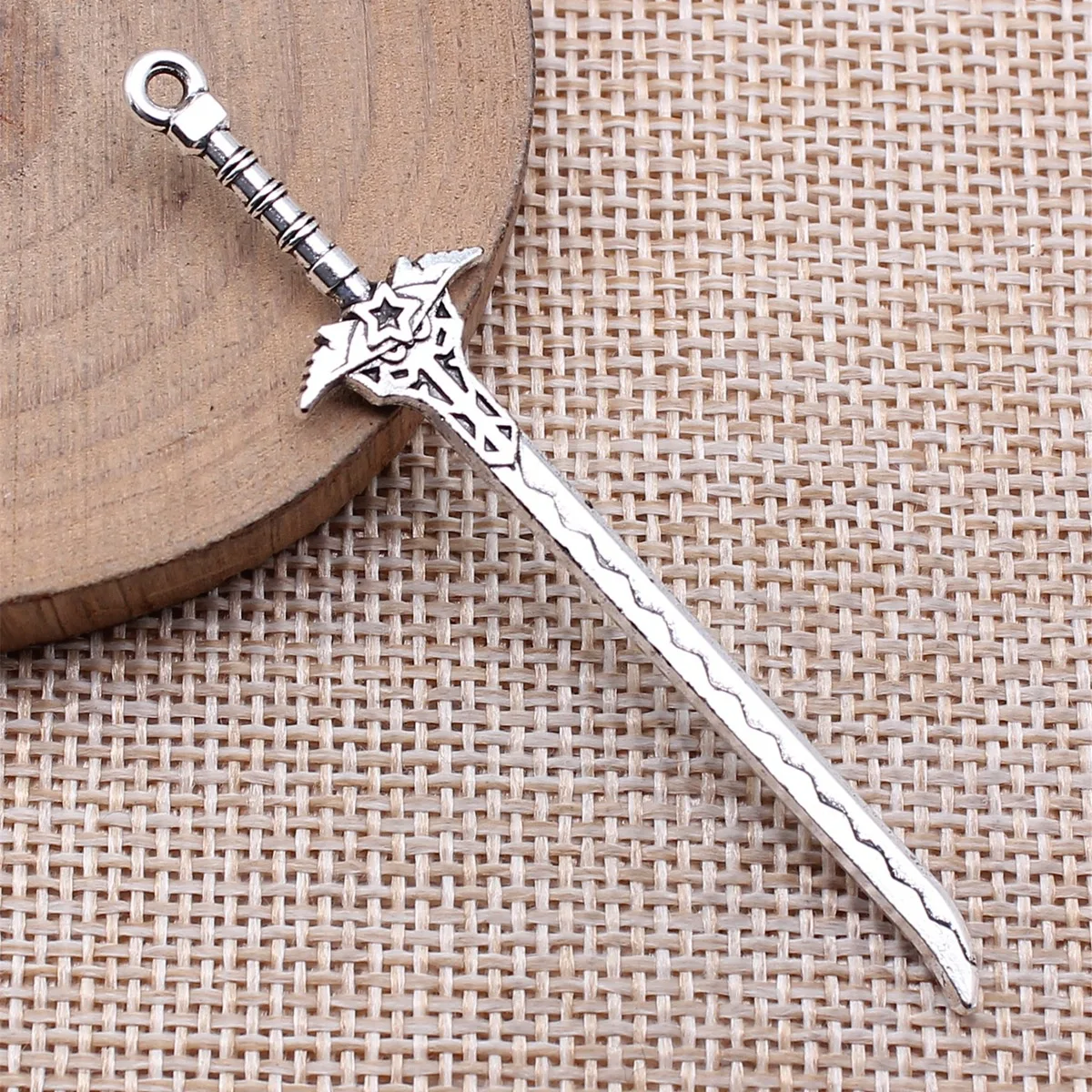 20pcs 70mm(2.76inch) Antique Silver Color Acgn Cosplay Sword, Gun, Sword And Halberd Charms Pendants