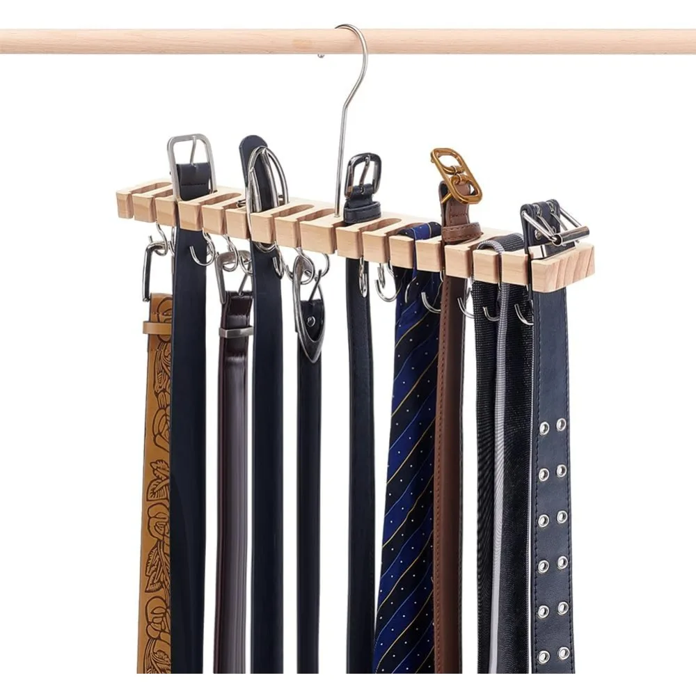 

Wood Belt Storage Rack Belt Hanger for Closet Men Belt Tie Sock Storage Organizer Rack for Closet Versatile Woden Belt Holder