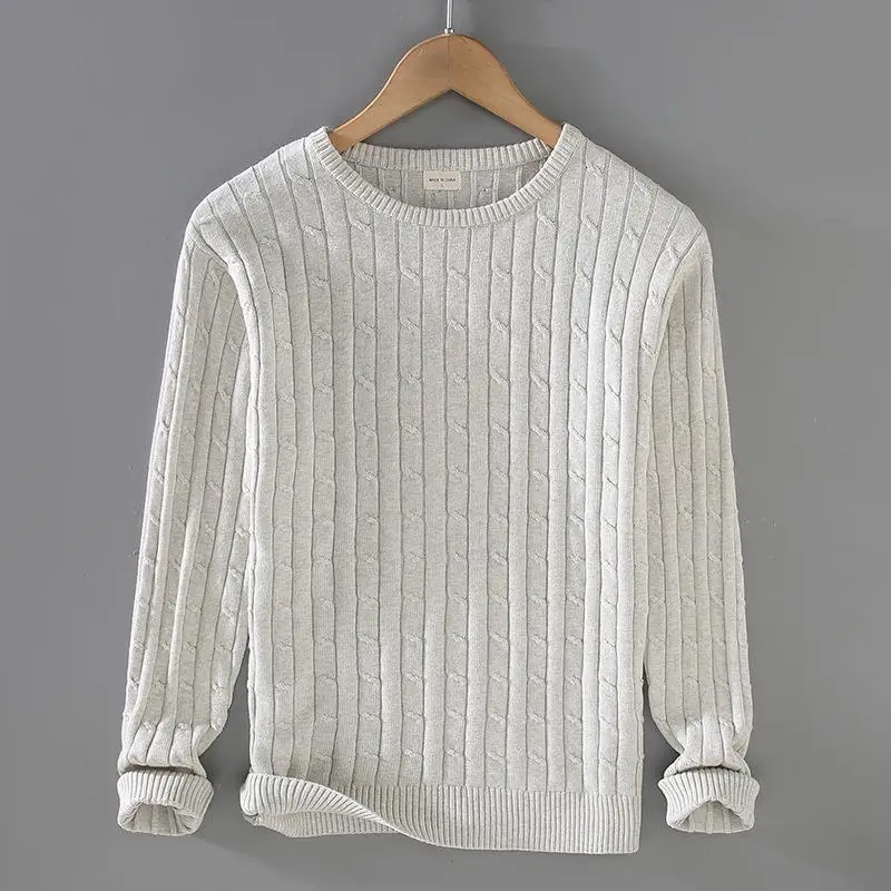 

Men's Autumn Sweater Fried Dough Cotton Knitted Long Sve round Ne Casual Sle Briti Faion Young Men's Sweater