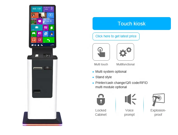 27 Inch Touch Screen Self Checkout Machine Kiosk Machine Customised Smart Kiosk Indoor Self-service Kiosk