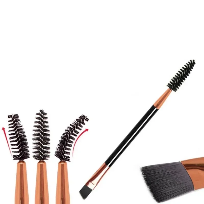 Eyebrow Eyeliner Brush Spoolie Brush and Angled Brow Brush Eyelash Brush Professional Double Head Eyes Makeup Tools 1PCS