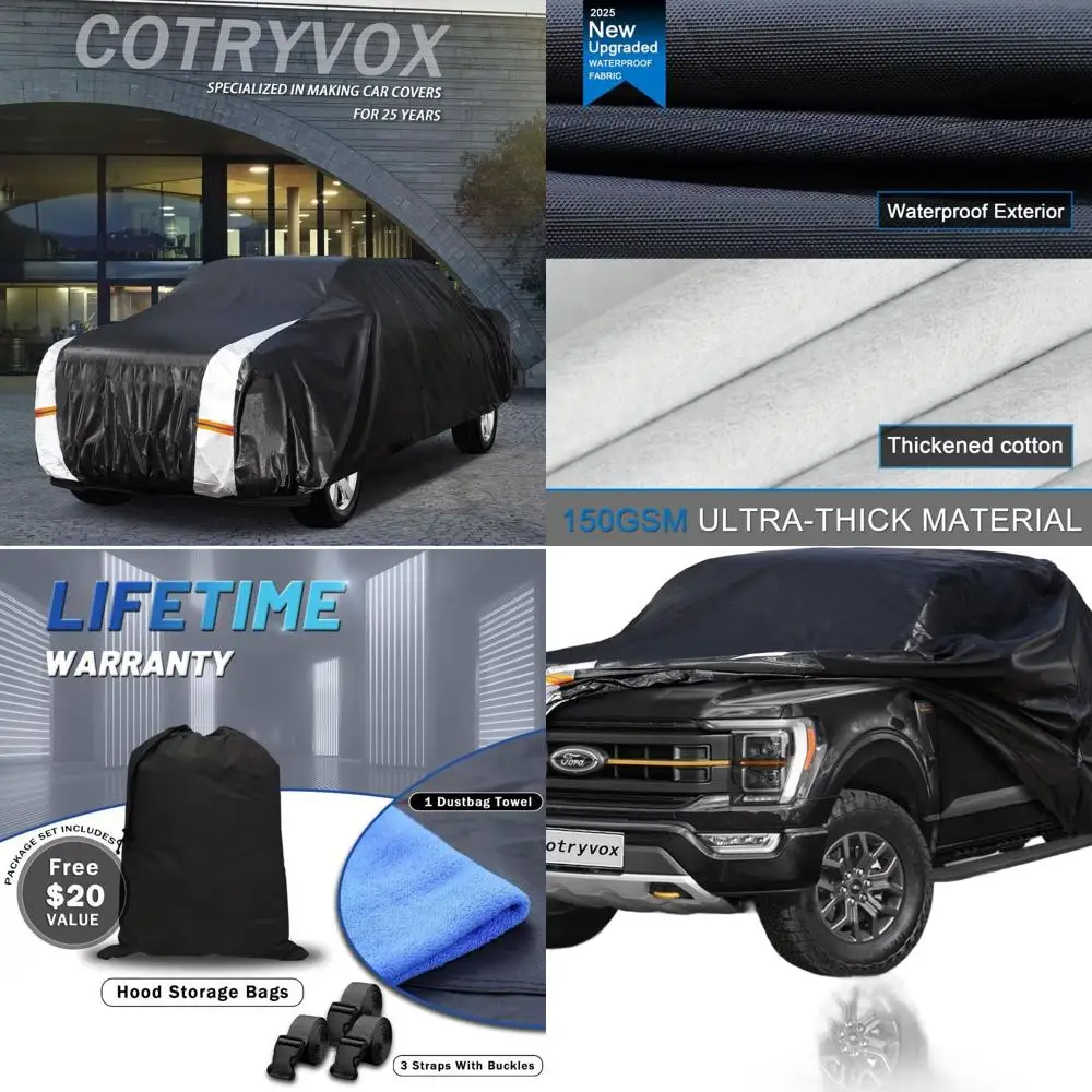 

Custom Tailored F-150 Truck Cover for 1997-2026 SuperCab SB (6.5') with Door Zipper, Waterproof 12-Layer Full Exterior Protectio