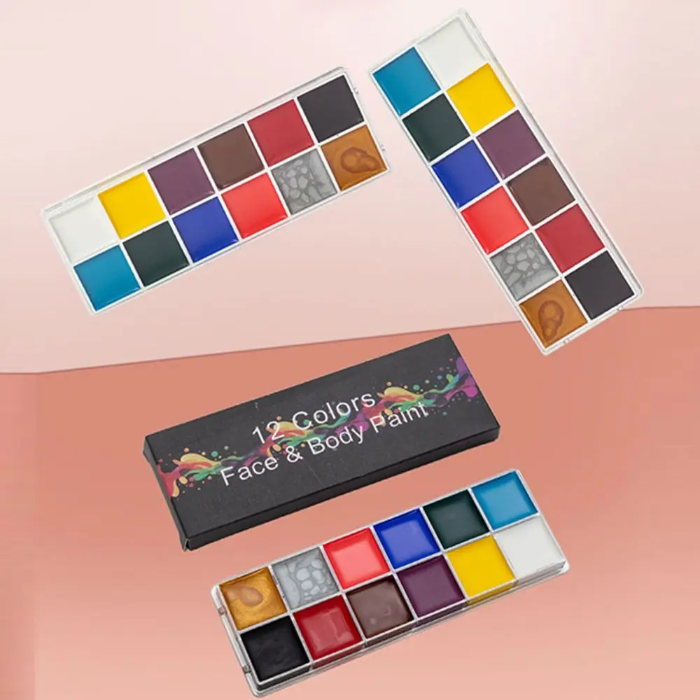 12 Colors Painting Palette Clown Cosmetic Supplies Tattoo Body Art Painting Pigment Face Body Oil Paints Halloween Makeup Tool