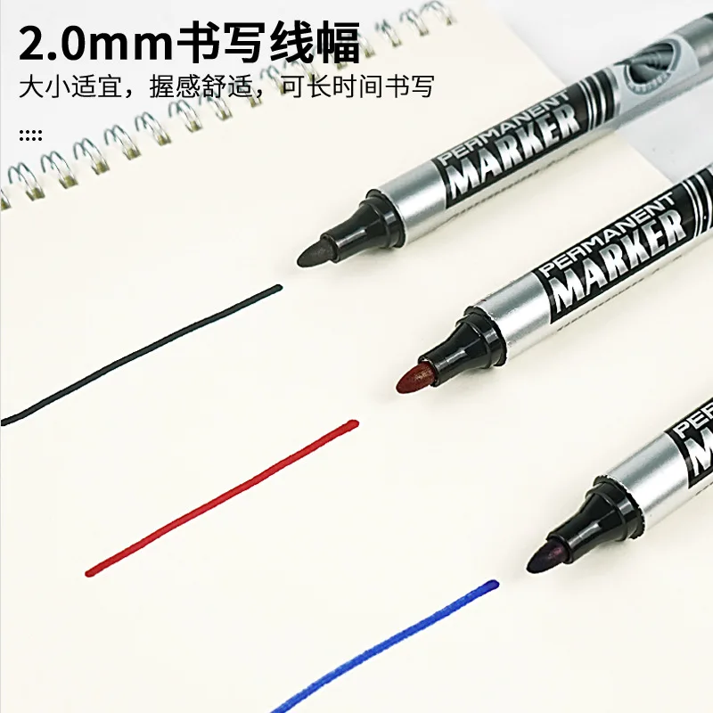 6/3 Pcs/Set Permanent Marker Pen Black Blue Red Ink 2.0mm Waterproof Quick-Drying Ink Crude Nib Color For Logistics Paper