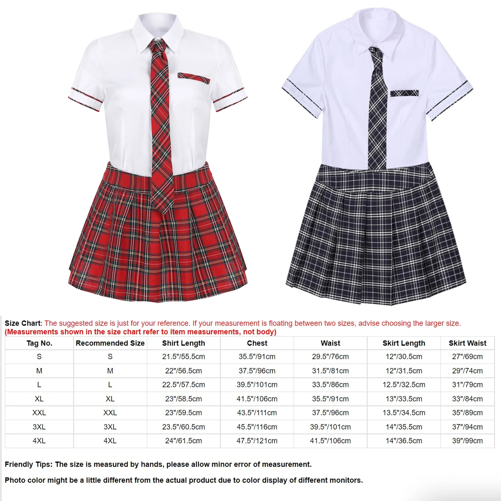 Donne ragazze Costume Cosplay uniforme scolastica camicia a maniche corte con gonna scozzese per la fotografia del partito di gioco di ruolo di Halloween