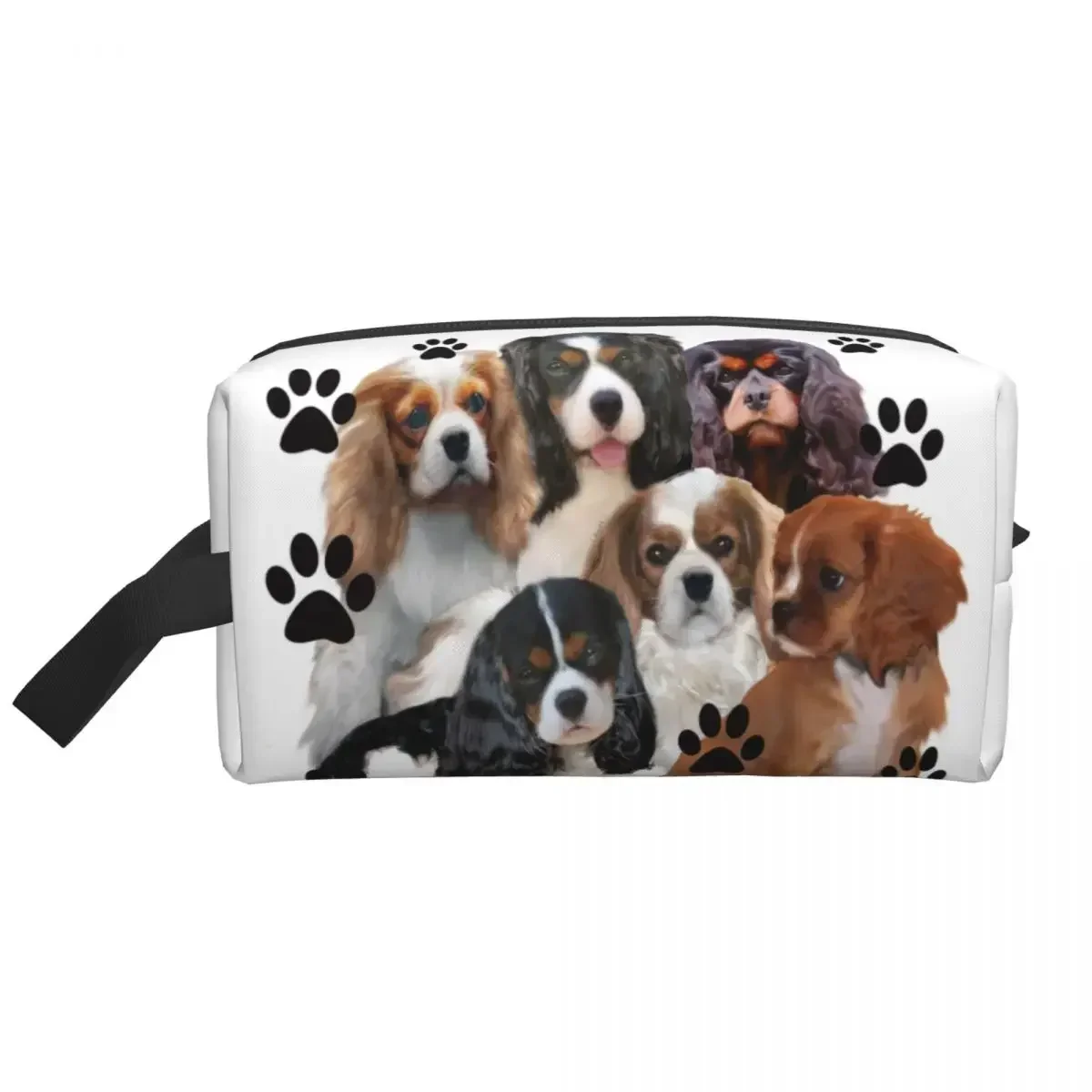 Cavalier King Spaniel Family Group Toiletry Bag Women Dog Cosmetic Makeup Organizer Ladies Beauty Storage Dopp Kit Case