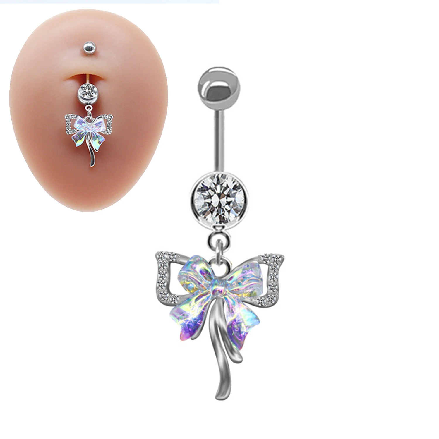 Bow Navel Ring Bell Button Ring Belly Bar Navel Jewelry Body Piercing Button Ring Belly Navel Barbell Body Piercing Jewelry