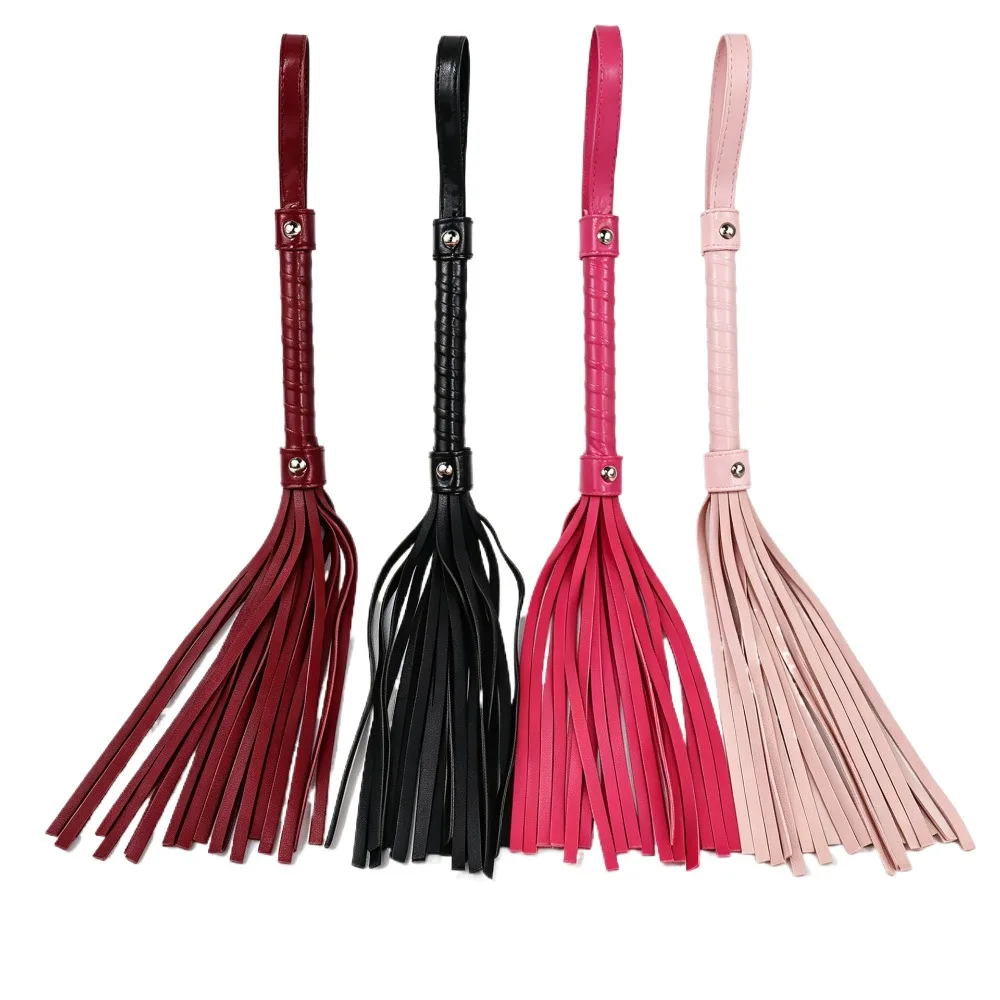 High Quality Pu Leather Pimp Whip Racing Riding Crop Party Flogger Hand Cuffs Queen Black Horse Riding Whip Adult Sexy Horsewhip