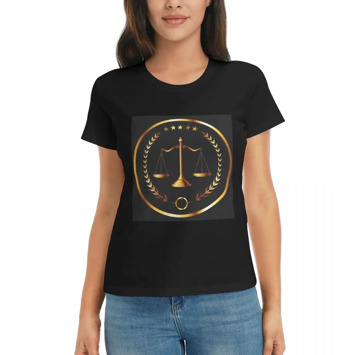 Camiseta para mujer con diseño de escamas doradas de la justicia, logotipo de la ley, abogado, fiesta legal, camisetas de manga corta de verano, ropa, tops, ropa de calle