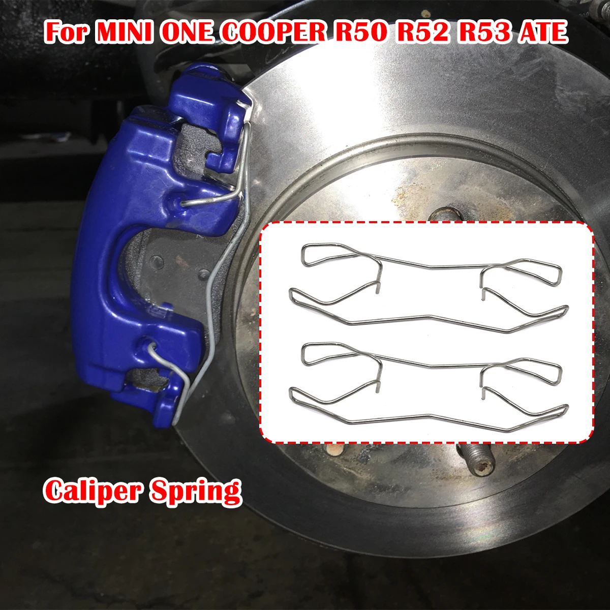 4pcs For MINI ONE COOPER R50 R52 R53 Front Left Right Brake Pad Fittings Caliper Spring Fit Retainer Anti-Rattle Clip Fix Pads