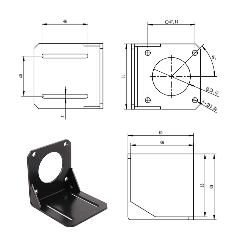 57 stepper motor fixed bracket motor motor bracket installation horizontal fixed bracket seat steel DIY set accessories